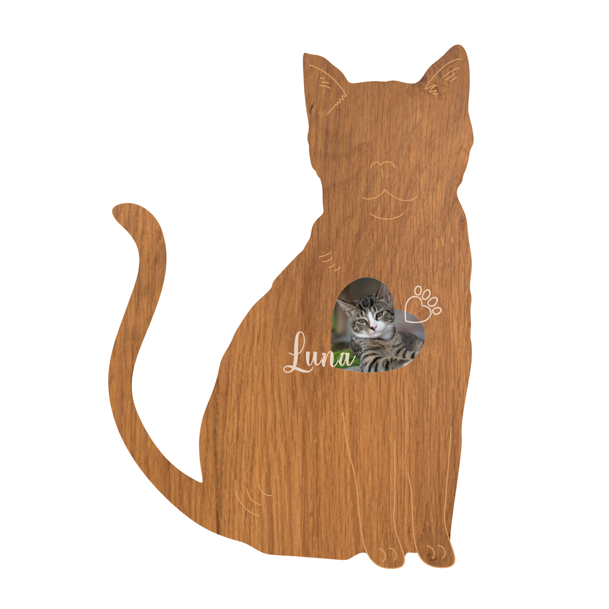 Tiermal Katze | Wildeiche 3mm mit Erdanker